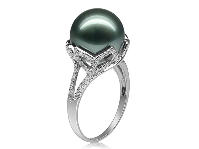 Corinne Tahitian Pearl and Diamond Ring